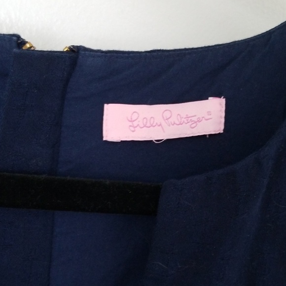 White/gold striped navy blue Lilly Pulitzer dress - Picture 2 of 6